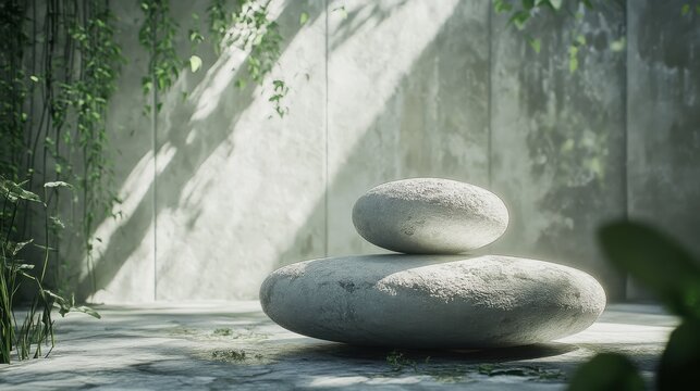 balancing peaceful moments quiet contemplation serene stone surfaces promotes mental clarity inner illustration