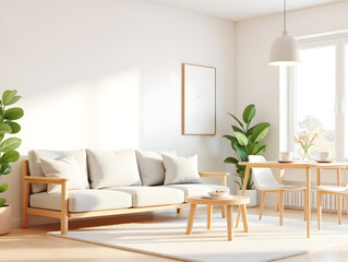 Naklejka premium Creative modern simple interior living room 3D background