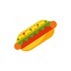 Colorful Loaded Hot Dog with Toppings on Transparent Background  