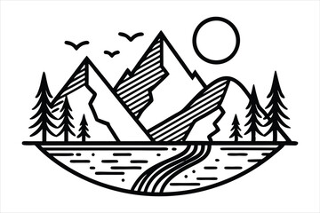 mountain line art vector