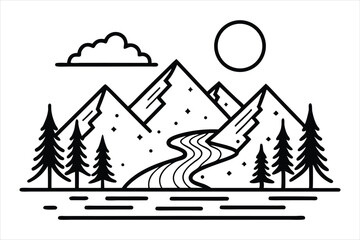 mountain line art vector