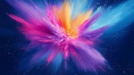 Vibrant explosion of colored powder