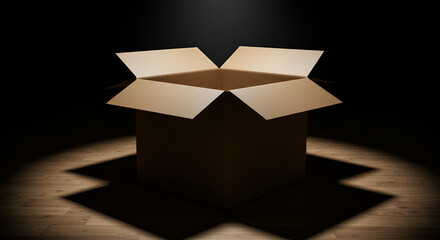 open box on black background