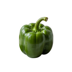 Vibrant green bell pepper on transparent bg 