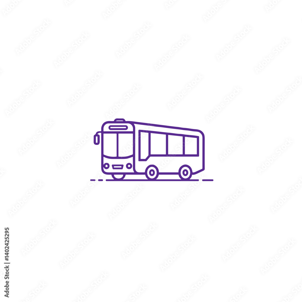 Poster a minimalistic line art icon of a bus, styled as a simple interface icon.
