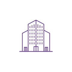 Obraz premium A minimalistic line art icon of a business building, styled as a simple interface icon.