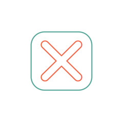 Obraz premium A minimalistic line art icon of a cross or cancel (X), styled as a simple interface icon. 