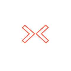 Fototapeta premium A minimalistic line art icon of a skip button (double arrows), styled as a simple interface icon.