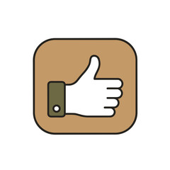 A minimalistic line art icon of a like (thumbs up), styled as a simple interface icon.