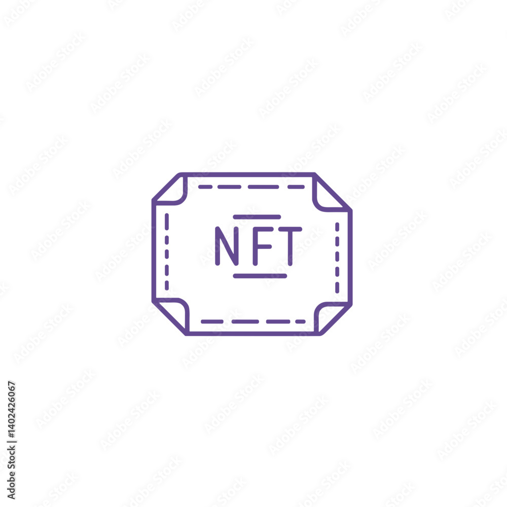 Aufkleber a minimalistic line art icon of nft (token or digital certificate), styled as a simple interface ico