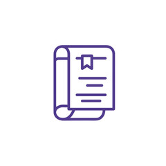 Fototapeta premium A minimalistic line art icon of a digital ledger (open book or scroll), styled as a simple interface icon
