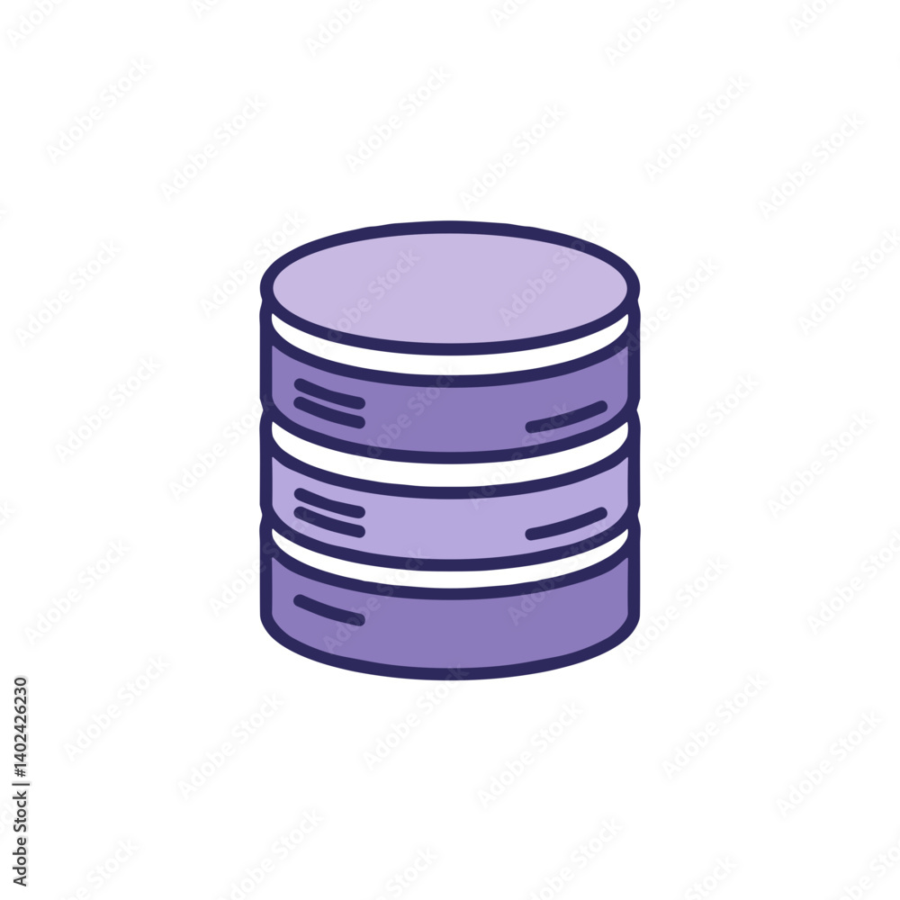 Poster a minimalistic line art icon of a database (cylinder symbol), styled as a simple interface icon