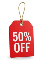 Red tag displaying a 50% discount.