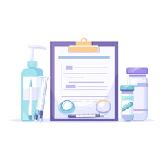Fototapeta premium Medical Supplies and Checklist on Clipboard