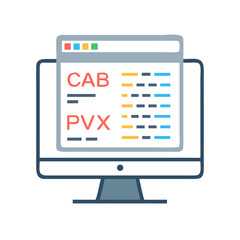 Monitor with Text Lines and Code Symbol Icon Representing Programming and Web Development