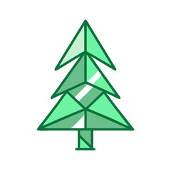Obraz premium Origami Pine Tree Icon Representing Nature and Seasonal Festivities
