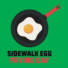 Sidewalk Egg Frying Day Vector Illustration,Fried Egg in Pan Celebration Design,Sidewalk Egg Frying Day Minimalist Art,Cooking Fried Egg in Frying Pan Graphic,Hot Weather Egg Frying Concept Vector
