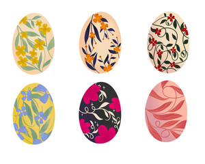 Set of Eggs Decoration, Set of Eggs Decoration For Easter, Set of Eggs with Floral Pattern