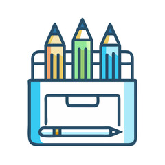 Obraz premium Toolbox with Pencils Icon Representing Artistic Supplies and Creative Tools