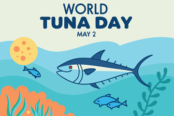 Obraz premium Celebrating World Tuna Day – Vibrant Underwater Scene with Tuna and Marine Life, May 2