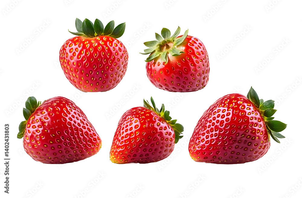 Poster strawberry isolated on transparent background. generative ai