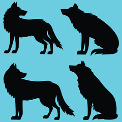 Wolf silhouette collection vector design isolated