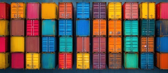 Obraz premium Aerial View Colorful Cargo Containers Dockyard