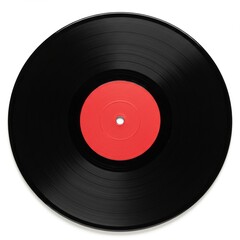 Circular vinyl record with a red label.