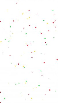 Loop video of three-colored confetti (red, green, yellow) [vertical video] Only 4K has alpha channel.