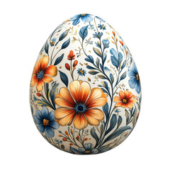 Slavic floral Easter egg isolated on transparent background