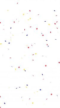 シンプルな3色紙吹雪のループ動画（赤・青・黄）【縦長ビデオ】