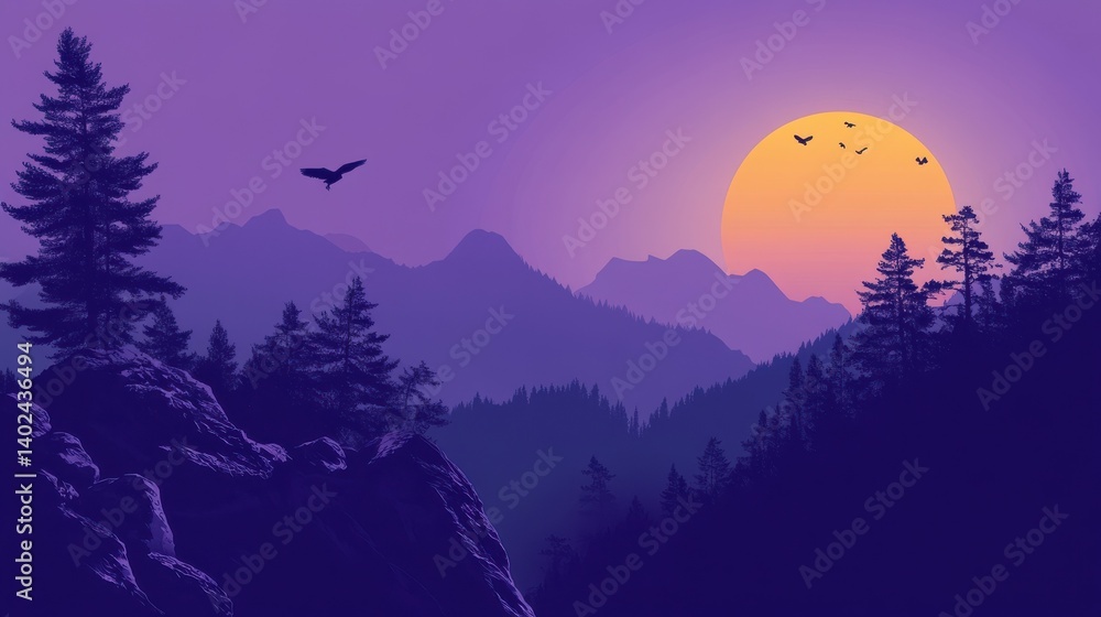 Poster a gradient background transitioning from a deep purple at the top to a lighter shade at the bottom, 