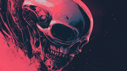 alien with a skull illustration