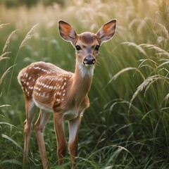 Fawn in Tall Grass