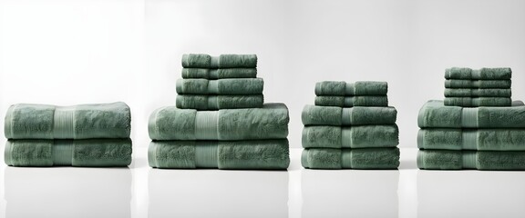 Sage Green Bath Towels Stacked, Hotel-Style Luxury Towels