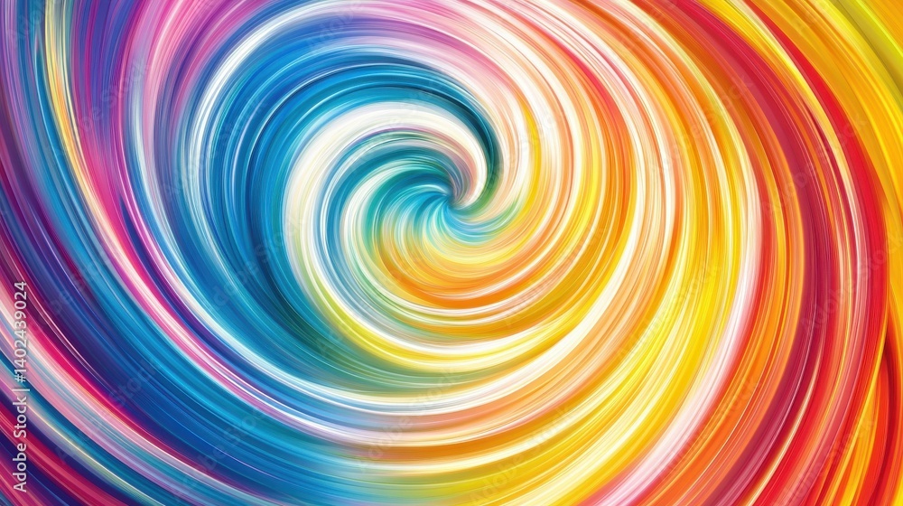 Poster a dynamic graphic with colorful lines that swirl and change shape, creating a sense of movement and 