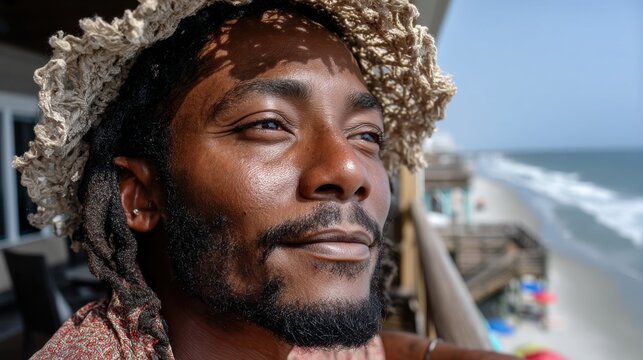 Man in wheelchair enjoying beach sun, boy, studio, handsome, expression, detail, crazy
