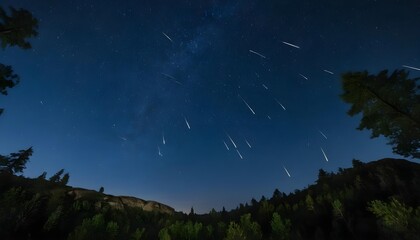 Meteor Shower over Majestic Mountain Range
