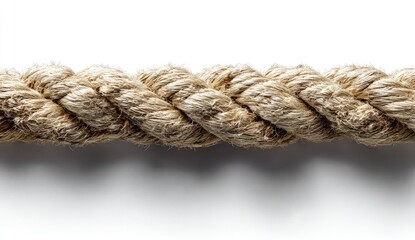 Closeup Of Light Brown Braided Rope Against White Background