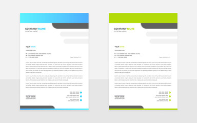 Modern Creative professional letterhead design Template layout with rounded rectangular Green and blue shape
