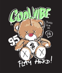 cool vibe slogan with hand drawn vector illustration on black background drawn by hand