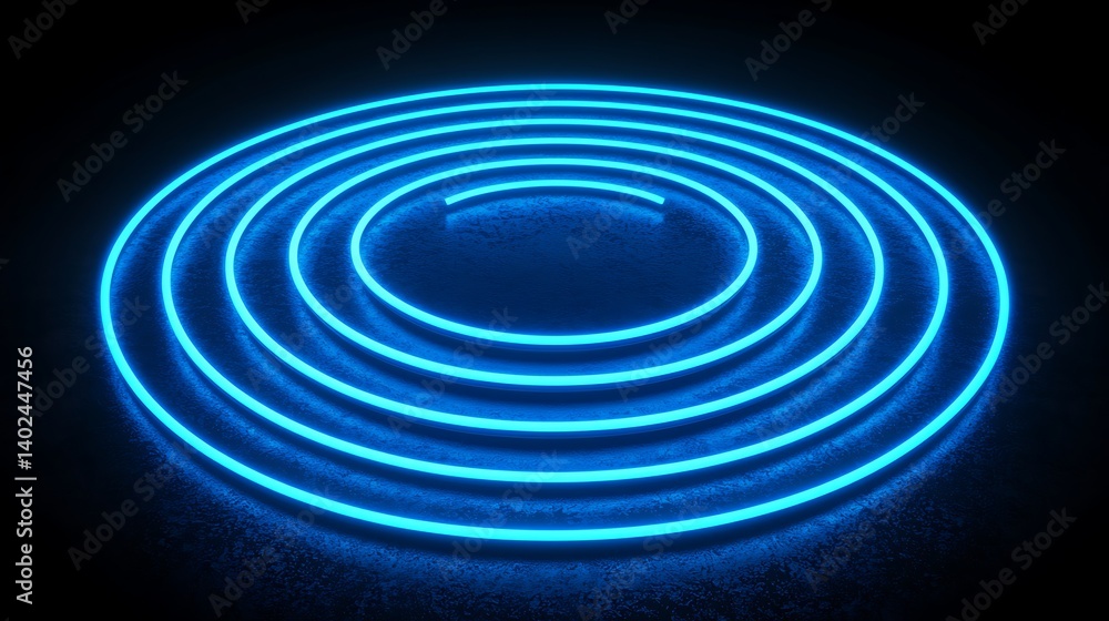 Poster a glowing blue spiral design on a dark background, creating a captivating visual effect with concent