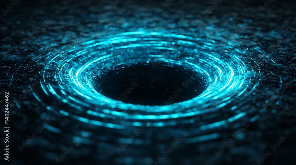 Poster a glowing blue vortex appears against a dark background, creating a mesmerizing visual effect that s