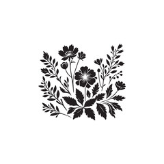 Black and white flowers silhouette stencil vector illustrations
