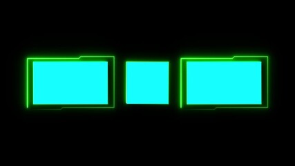 Neon cyan screen animation inside end screen frame for YouTube. Great for outros, video previews, subscribe prompts, digital branding, and customizable video template designs