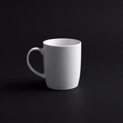 Obraz premium Minimalist White Coffee Mug Isolated on Black Background
