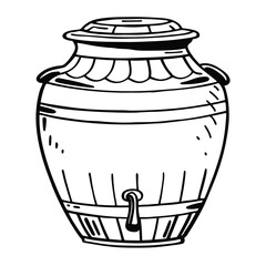 Ancient Greek Terracotta Water Jug, amphora is an old brown clay pottery vase, a traditional ceramic container with antique decoration