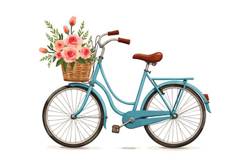 Vintage Bicycle with Flowers Clipart