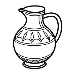 Ancient Greek Terracotta Water Jug, amphora is an old brown clay pottery vase, a traditional ceramic container with antique decoration
