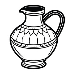 Ancient Greek Terracotta Water Jug, amphora is an old brown clay pottery vase, a traditional ceramic container with antique decoration